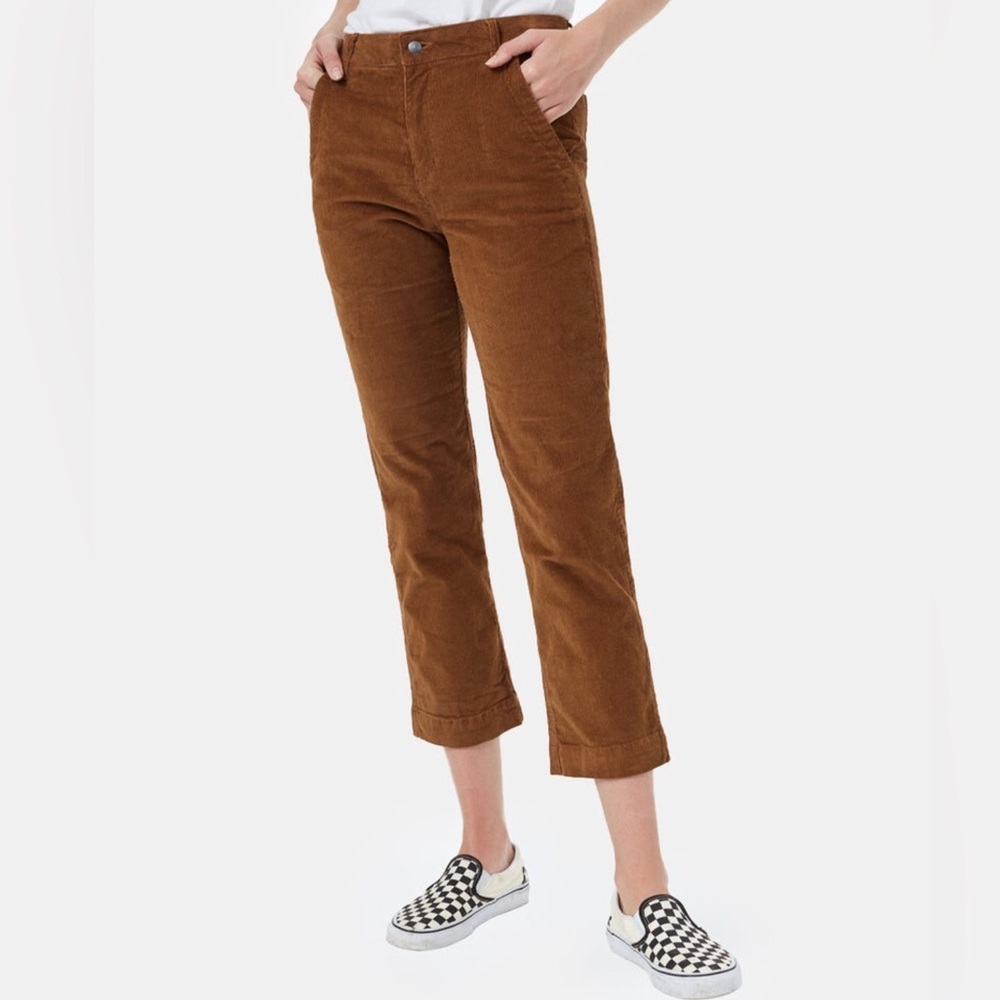 Tentree 10 Tree Straight Crop Corduroy Pants Foxtrot Brown Sustainable Women’s 8
